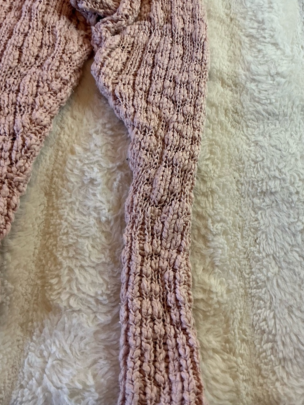 FREE PEOPLE BLUSH PINK TEXTURED OPEN FRONT CHENILLE KNIT CARDIGAN (XS) - Picture 7 of 8